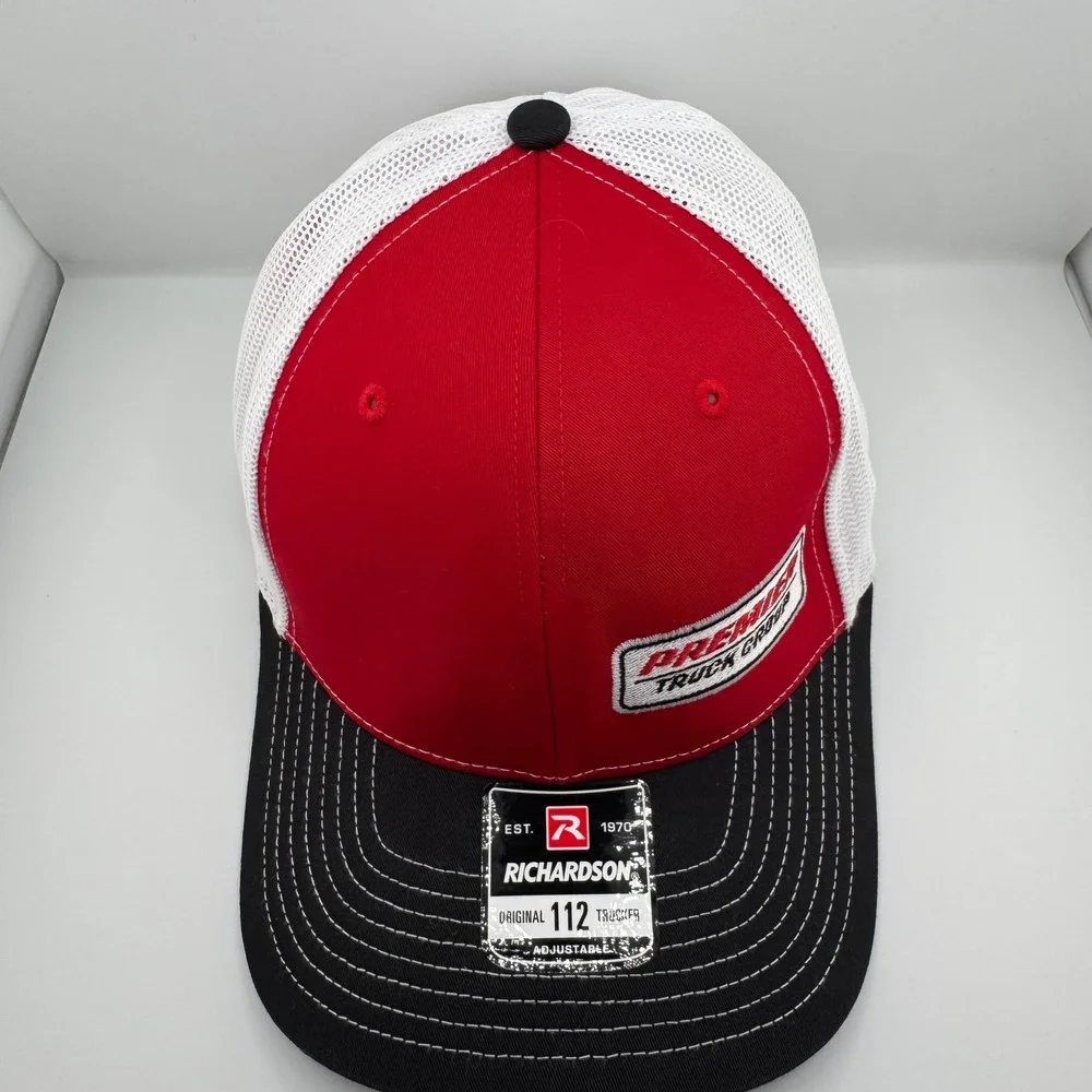 Richardson 112 Trucker Hat OSFM Red White Black Excellent Premier Truck Group